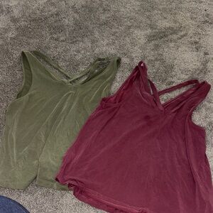 American Eagle Outfitters Olive and Burgundy Tank Tops